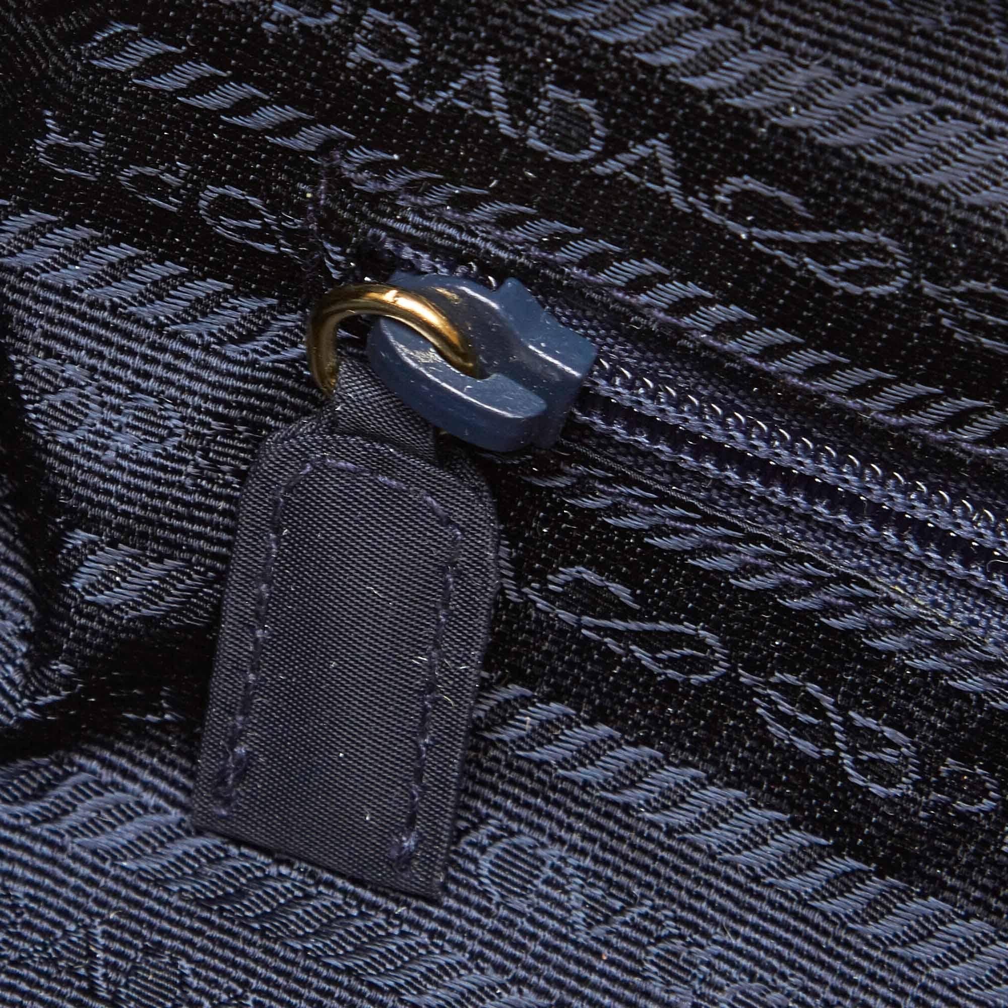 Prada Blue Nylon Fabric Quilted Chain Shoulder Bag Italy w/ Authenticity Card 2