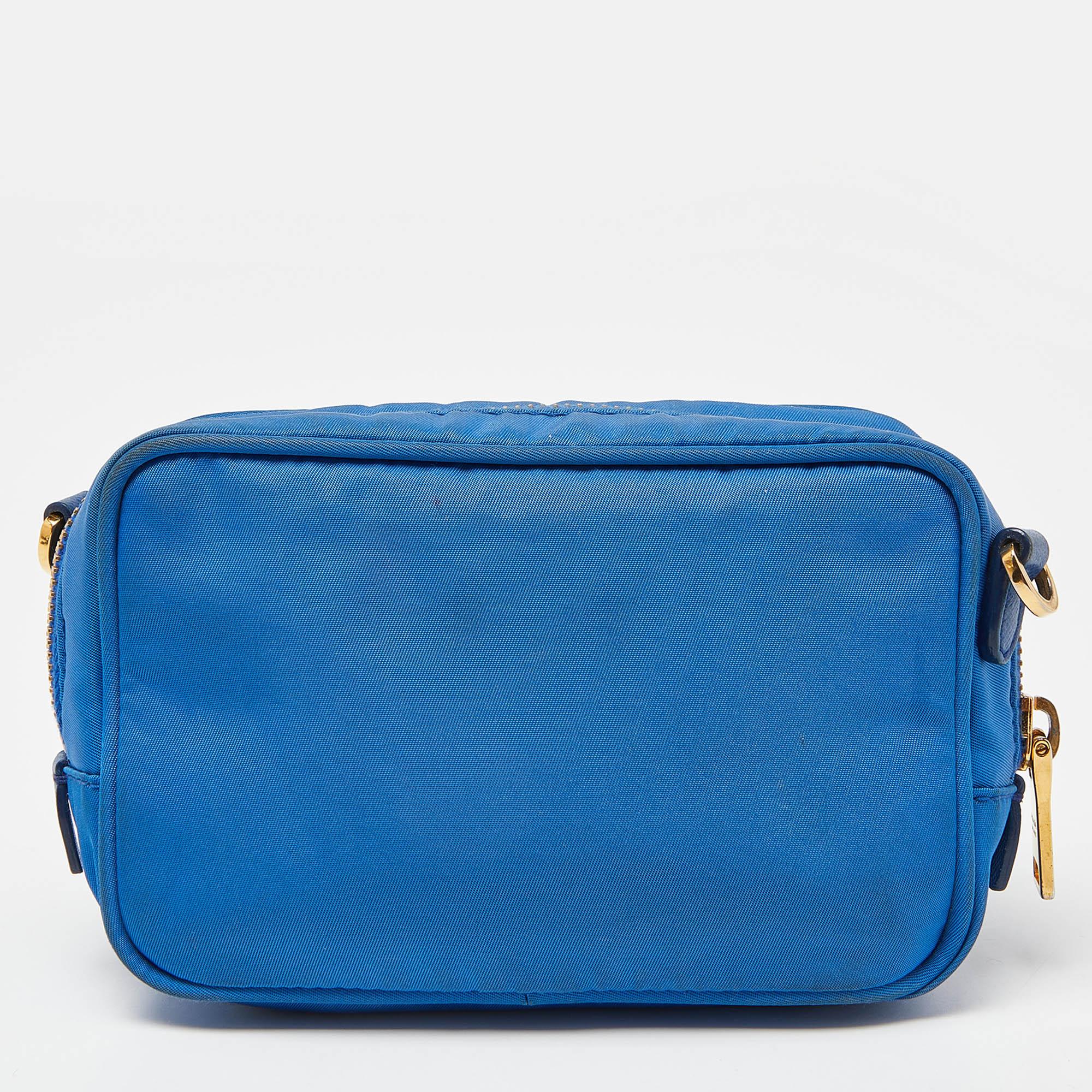 Women's Prada Blue Nylon Mini Bow Crossbody Bag