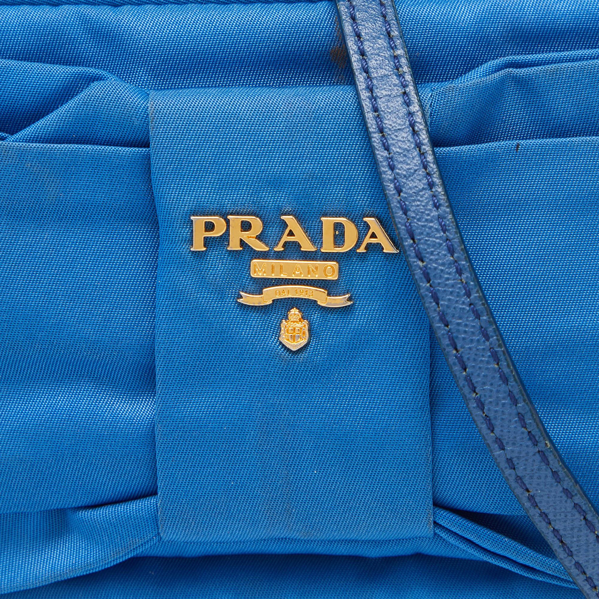 Prada Blue Nylon Mini Bow Crossbody Bag 1