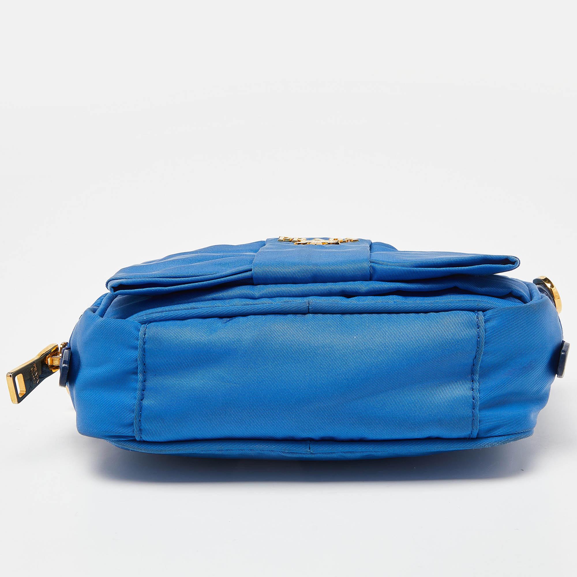 Prada Blue Nylon Mini Bow Crossbody Bag 2