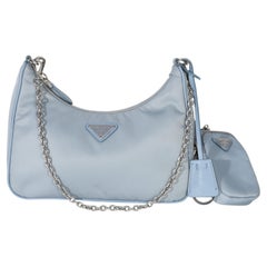Prada Blue Nylon Saffiano Leather Re-Edition 2005