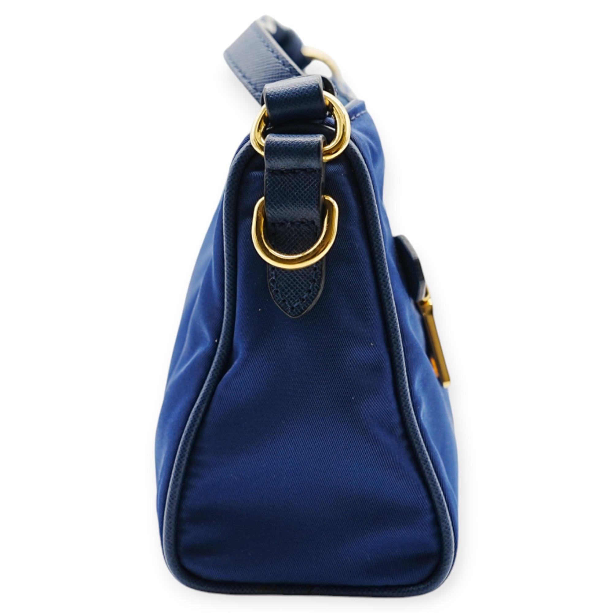 Women's Prada Blue Nylon Shoulder Bag - '10s For Sale