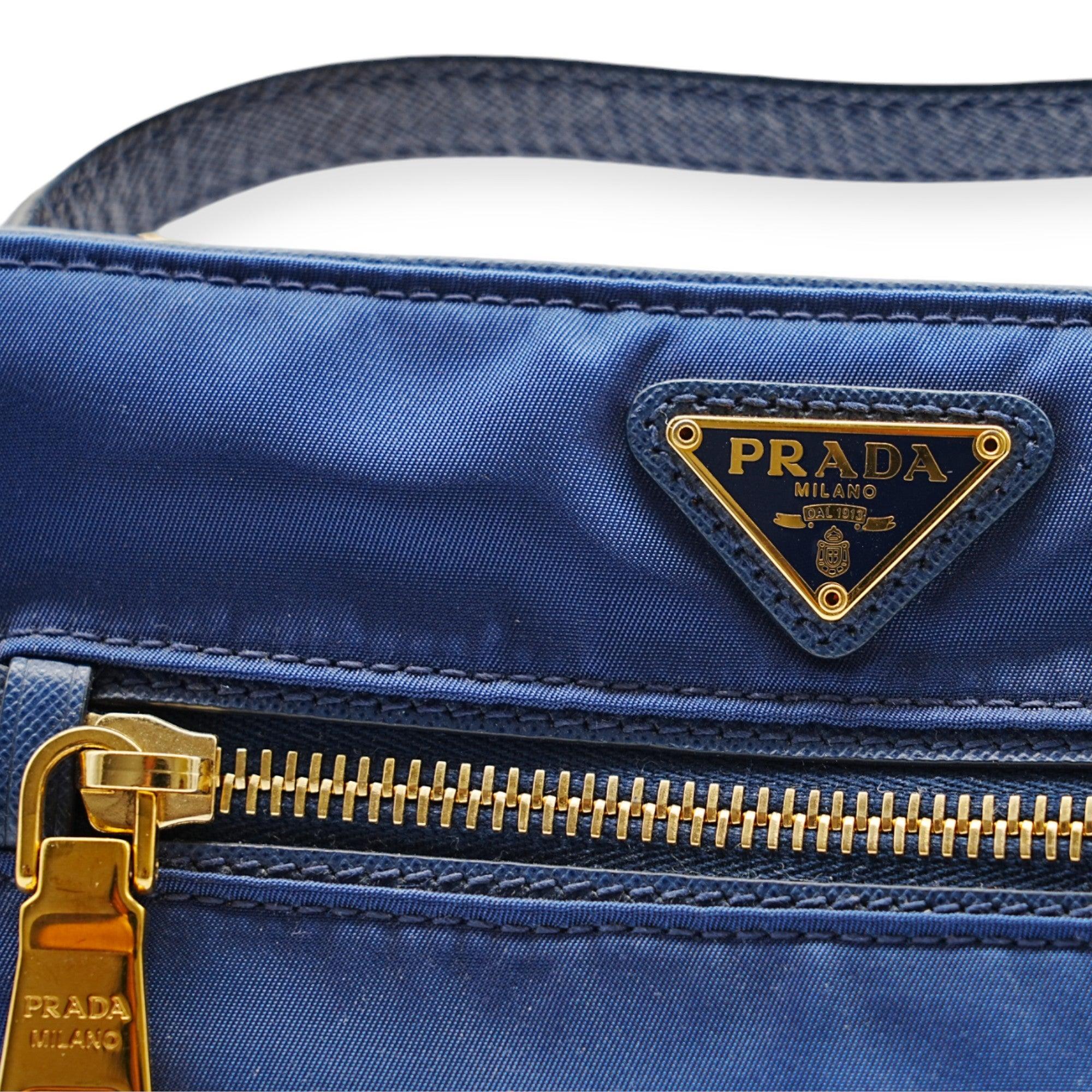 Prada Blue Nylon Shoulder Bag - '10s For Sale 3