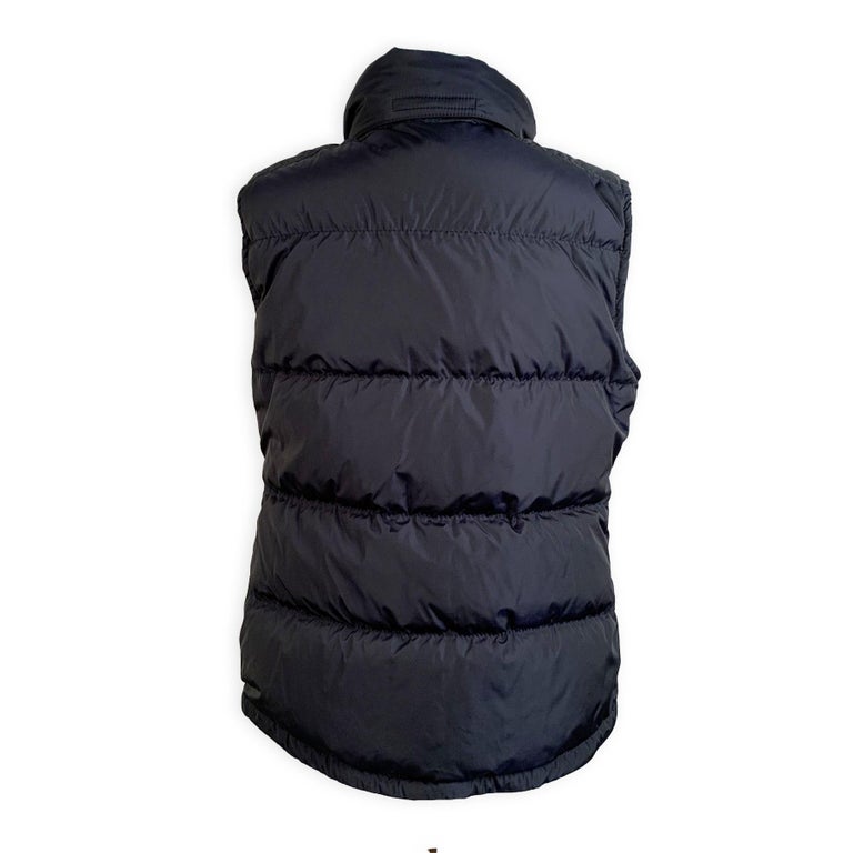 Prada Blue Nylon Sleeveless Down Jacket Vest with Hood Size 46 at 1stDibs
