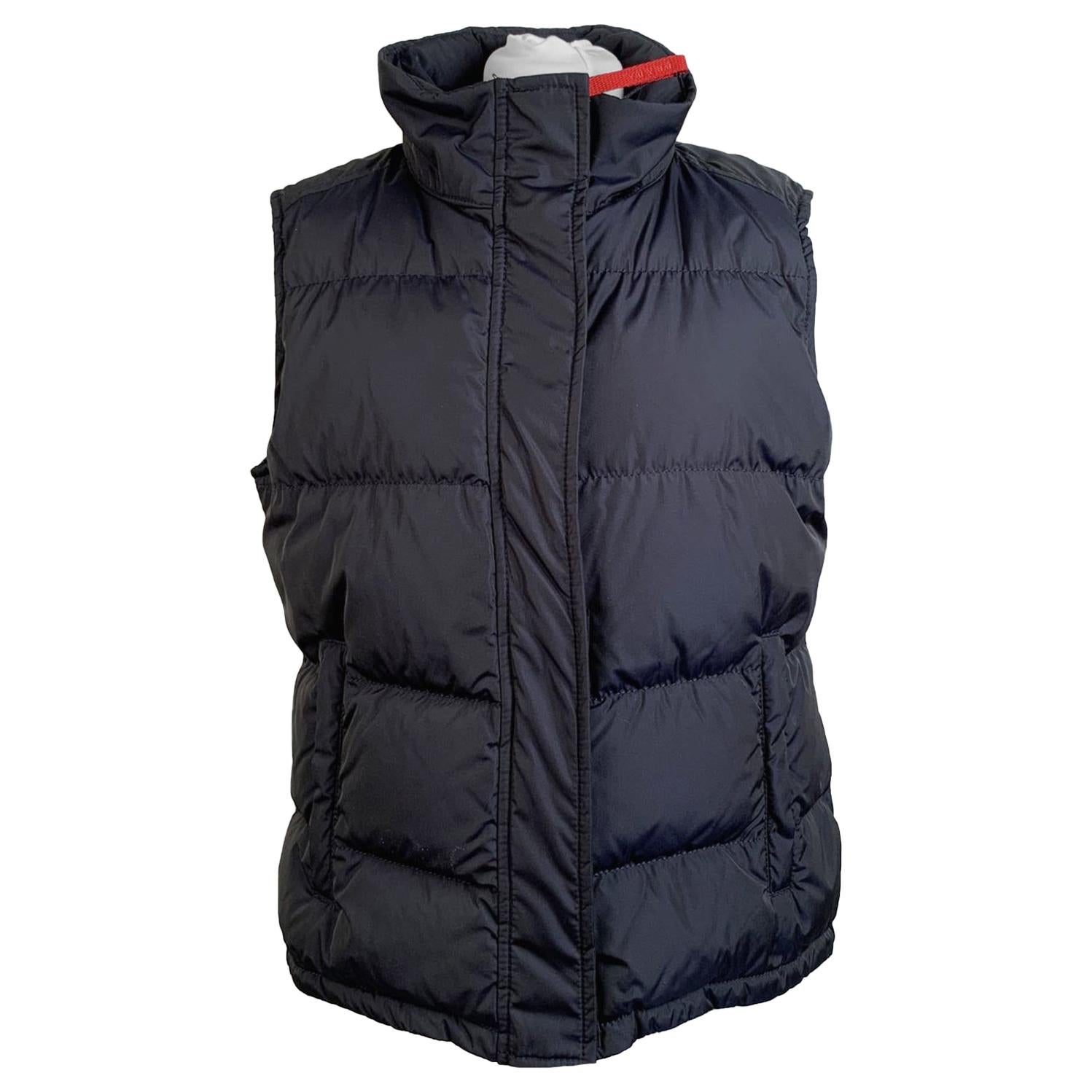 Prada Blue Nylon Sleeveless Down Jacket Vest with Hood Size 46