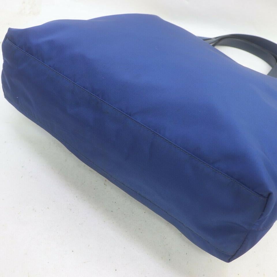 Prada Blue Nylon Tessuto 2way Tote Bag with Strap 863239 In Good Condition For Sale In Dix hills, NY