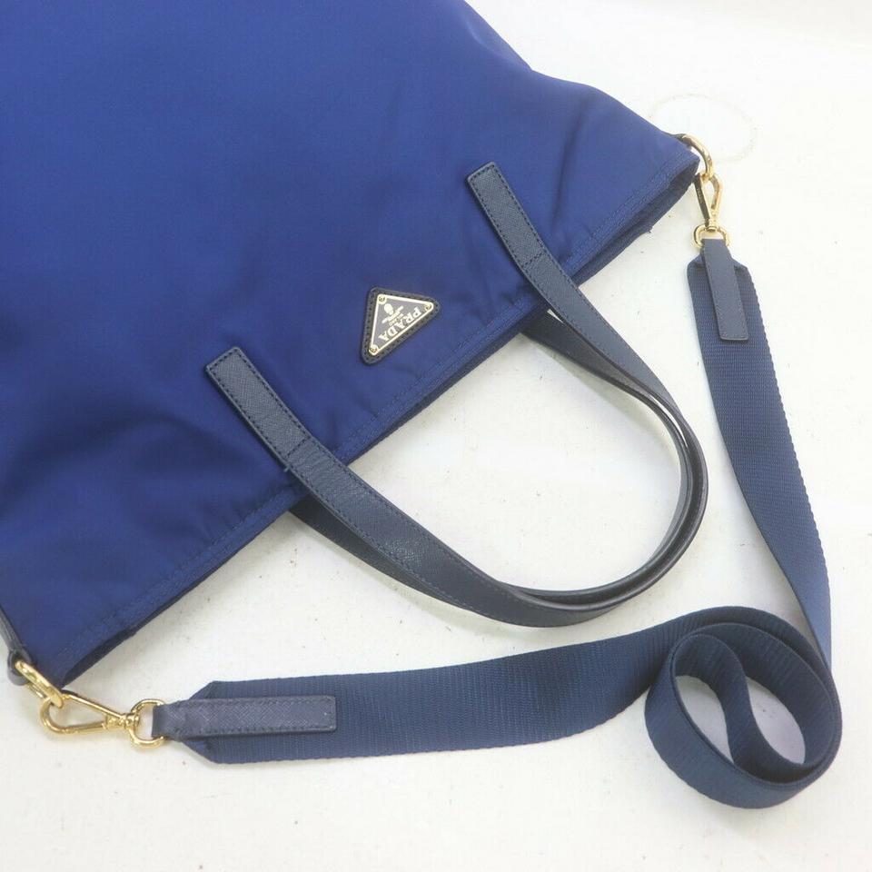 Prada Blue Nylon Tessuto 2way Tote Bag with Strap 863239 For Sale 1