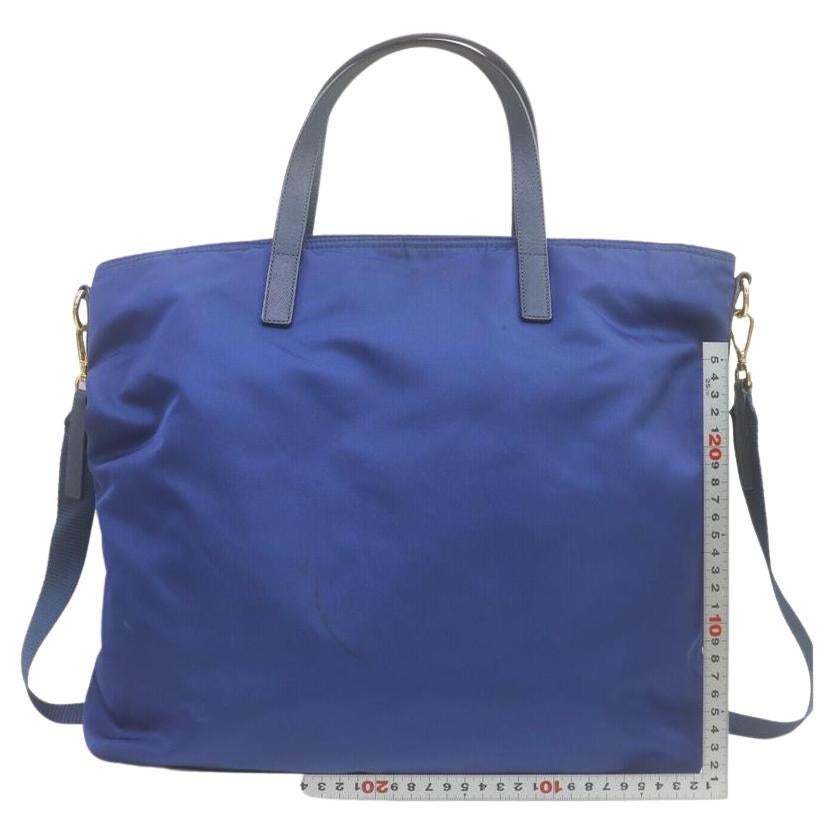 Prada - Sac fourre-tout Tessuto 2way en nylon bleu avec sangle 863239 en vente