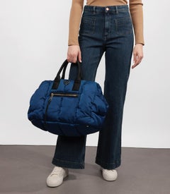 Prada Blue Nylon Tessuto Bomber Tote