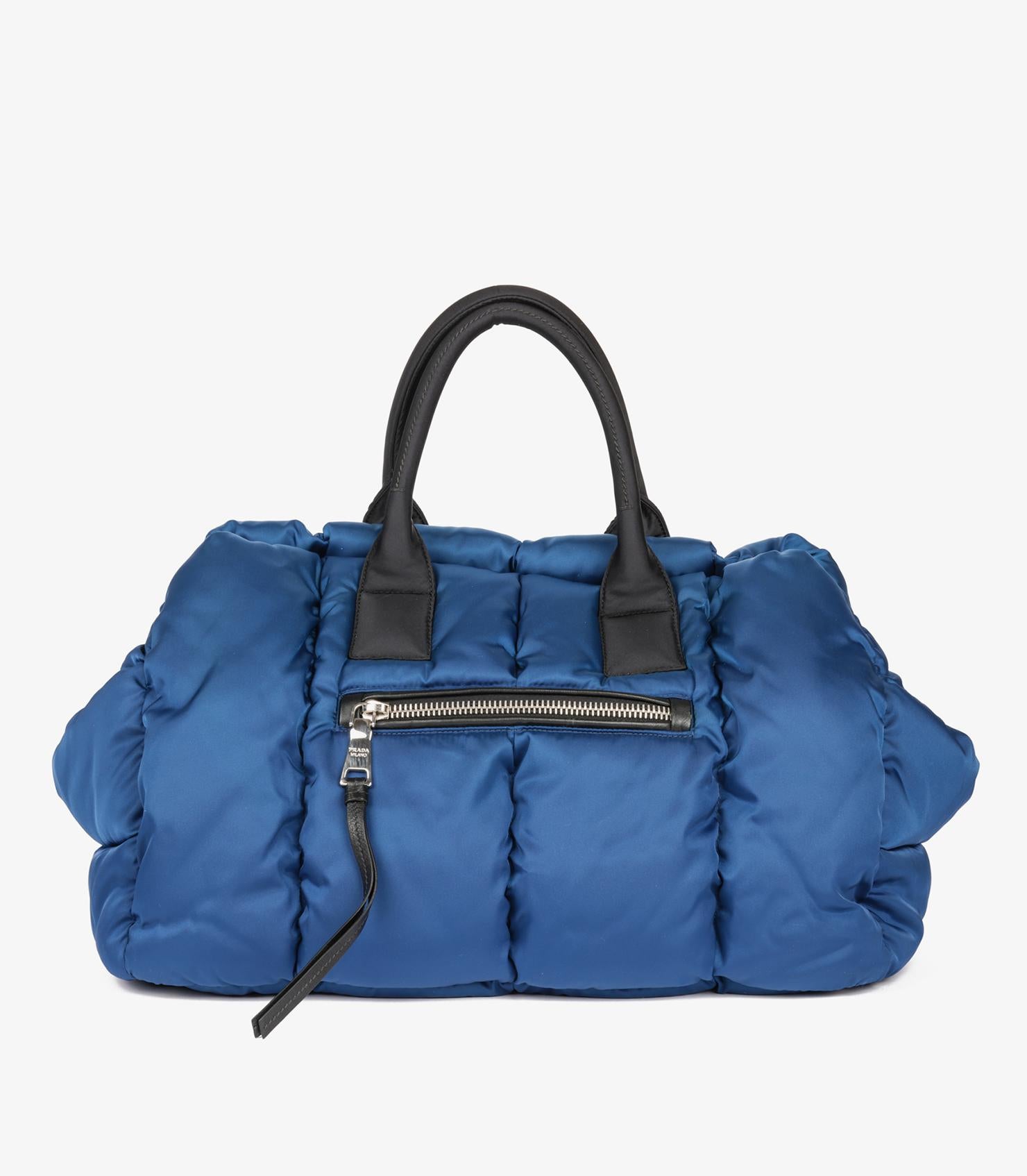 Prada Blue Nylon Tessuto Bomber Tote en venta 1