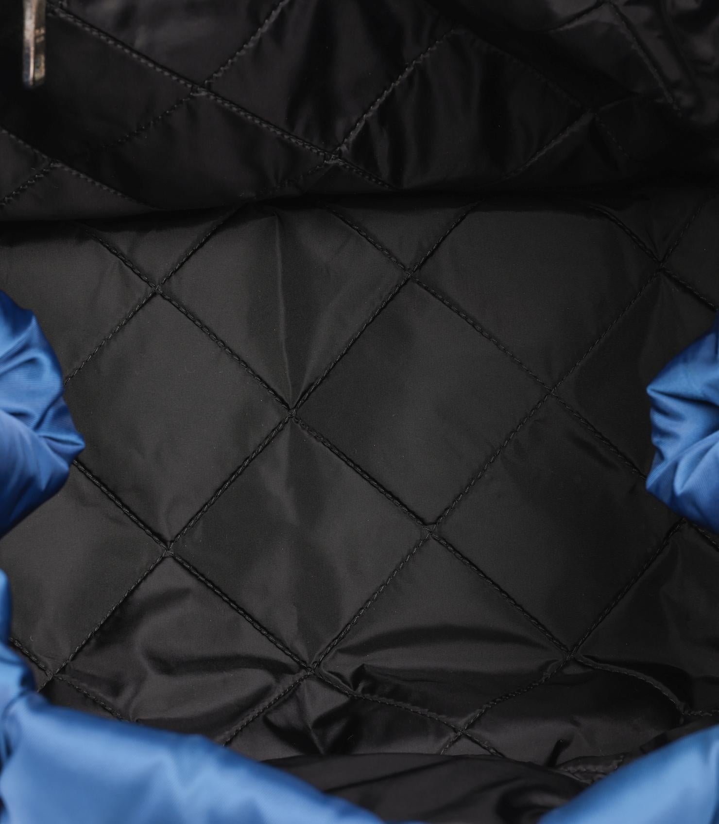 Prada Blue Nylon Tessuto Bomber Tote en venta 3