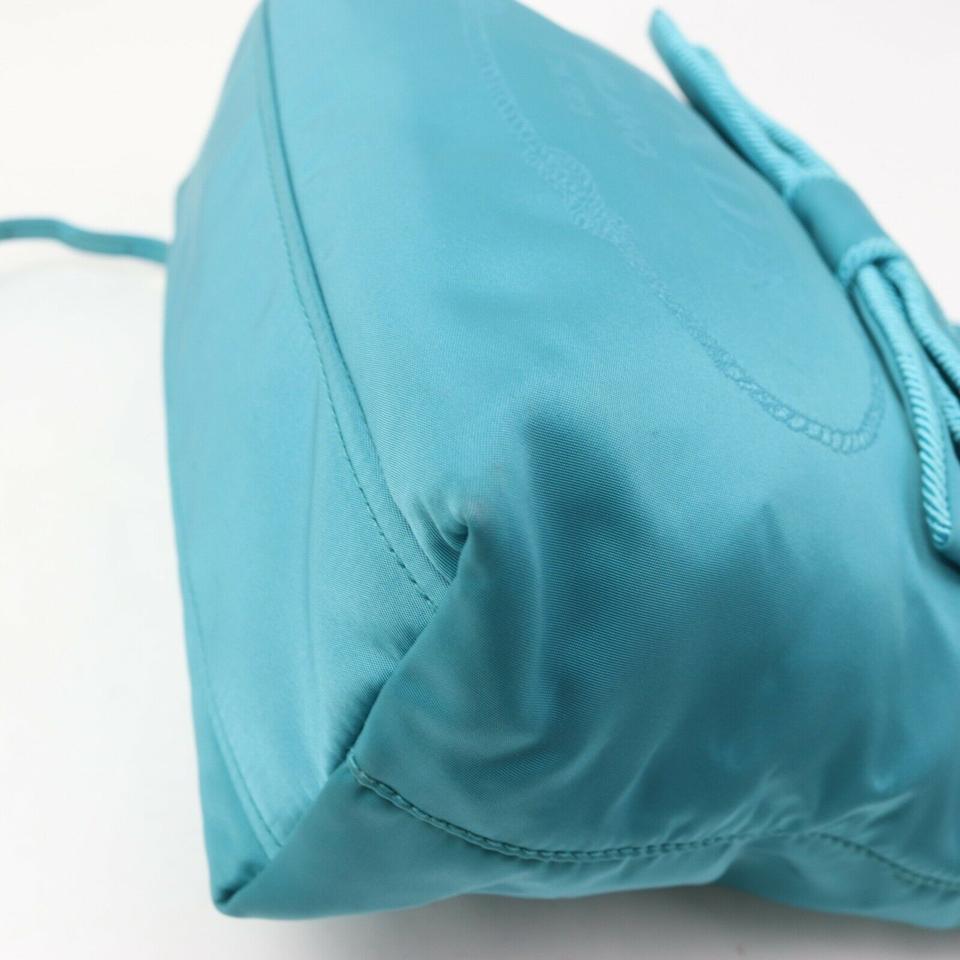 Prada Blue Nylon Tessuto Bow Logo ConvertibleTote Bag 863124 For Sale 5