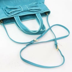 Prada Blue Nylon Tessuto Bow Logo ConvertibleTote Bag 863124