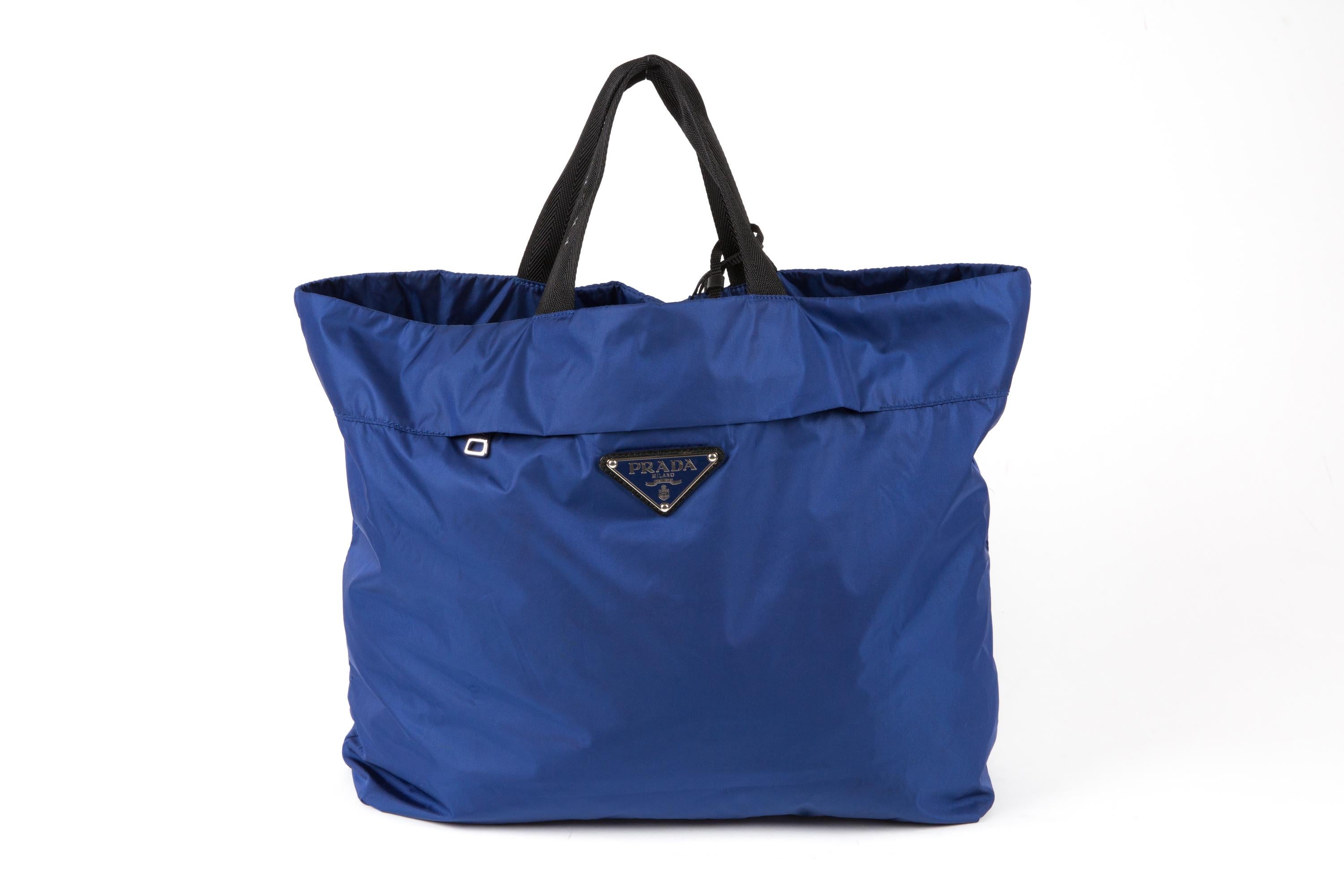 Prada Blue Nylon Tessuto Tote Bag For Sale 5