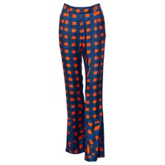 Prada Blue Orange Red Check Silk Fairy Pants Runway, 2008