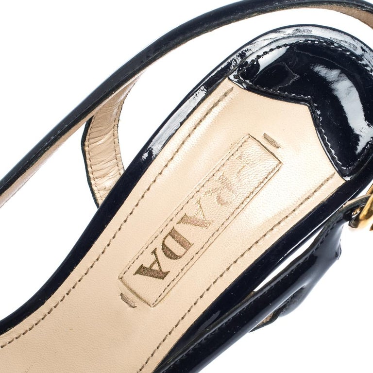 Prada patent leather logo sandals Clearance