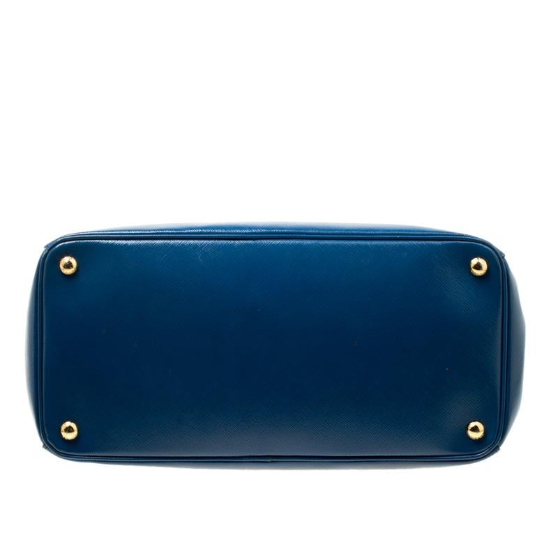 Prada Blue Patent Leather Double Zip Top Handle Bag 1