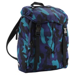 Vintage Prada Blue Printed Camo Tessuto Large Backpack