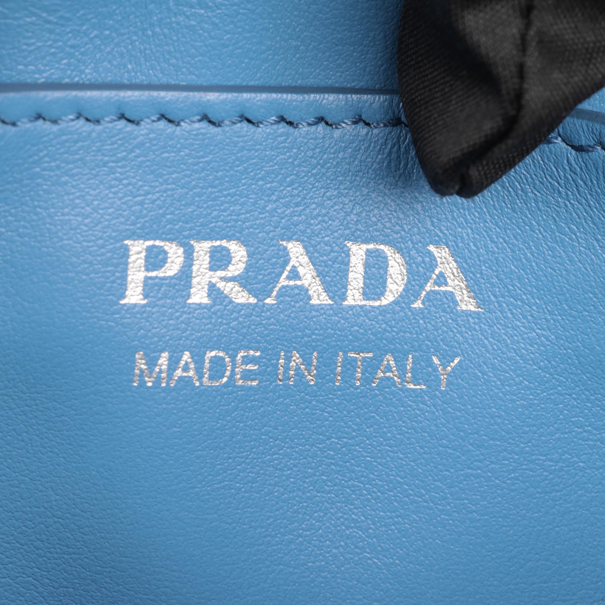 PRADA Blue Quilted Calfskin Leather Diagramme Camera Bag 2