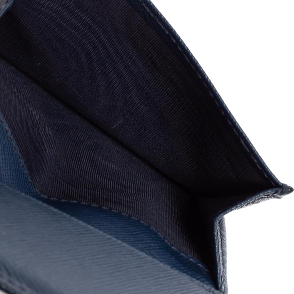 Prada Blue Saffiano Leather Bifold Card Case 1