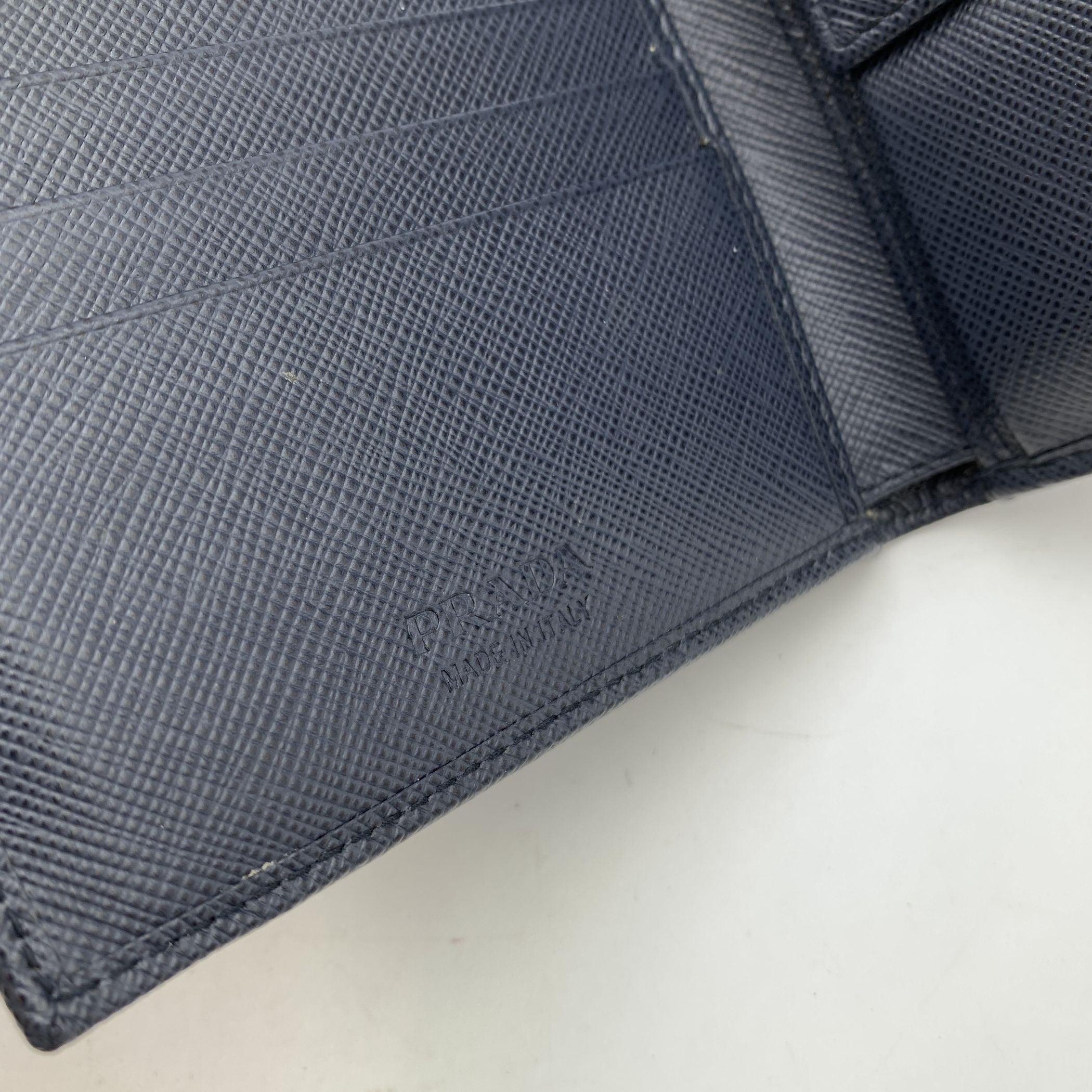 Women's Prada Blue Saffiano Leather Bifold Wallet Coin Purse