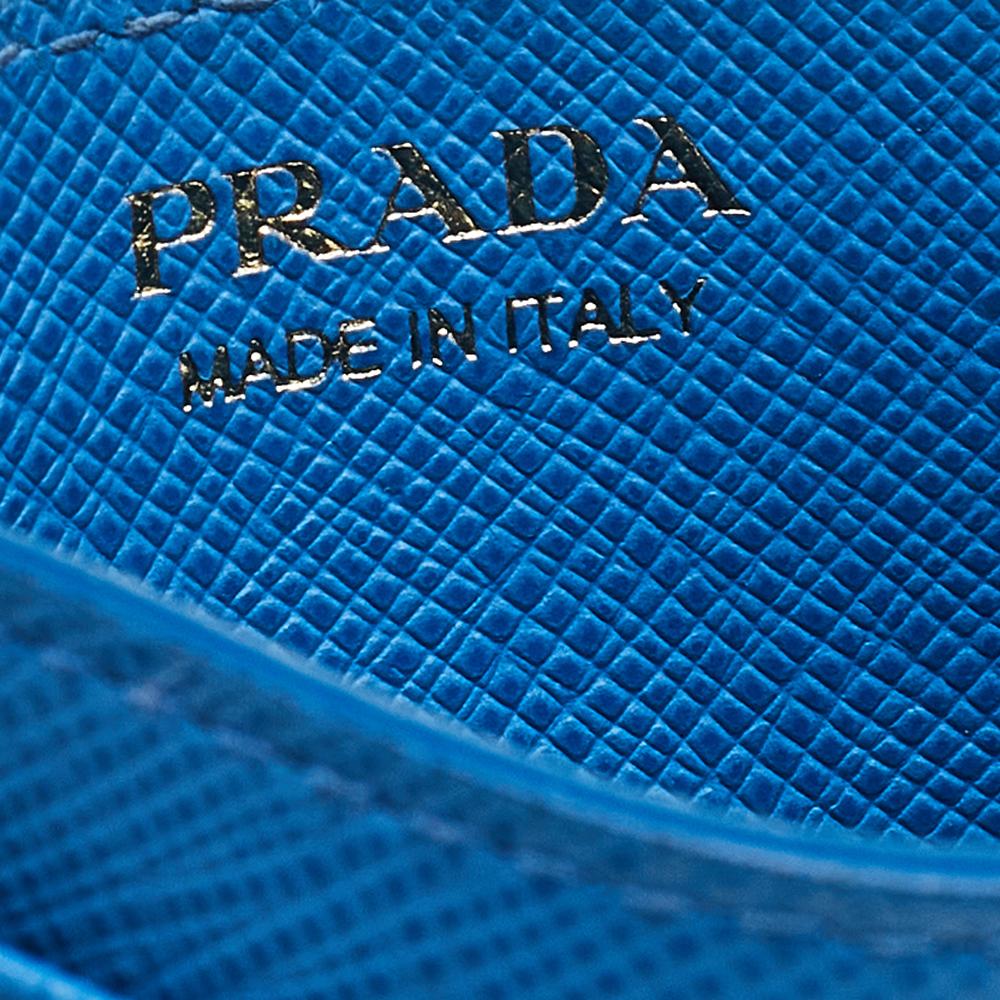 blue prada card holder