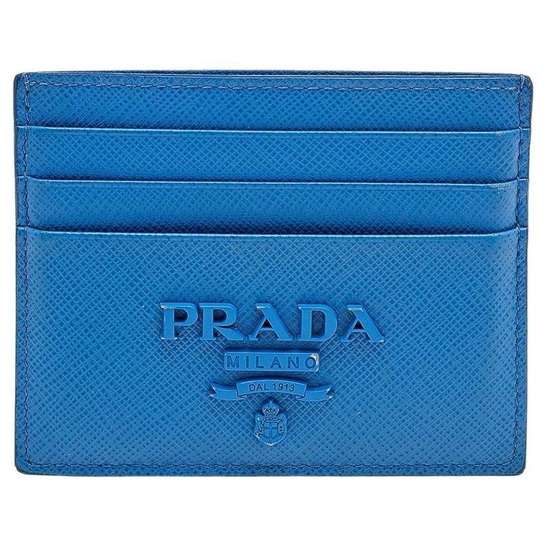 Prada Blue Saffiano Leather Card Holder at 1stDibs | card holder sale