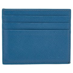 Prada Blue Saffiano Leather Card Holder