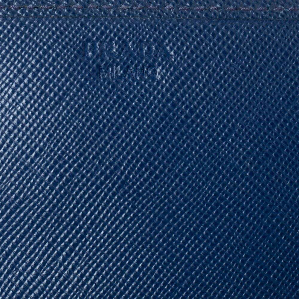 Women's Prada Blue Saffiano Leather Continental Wallet