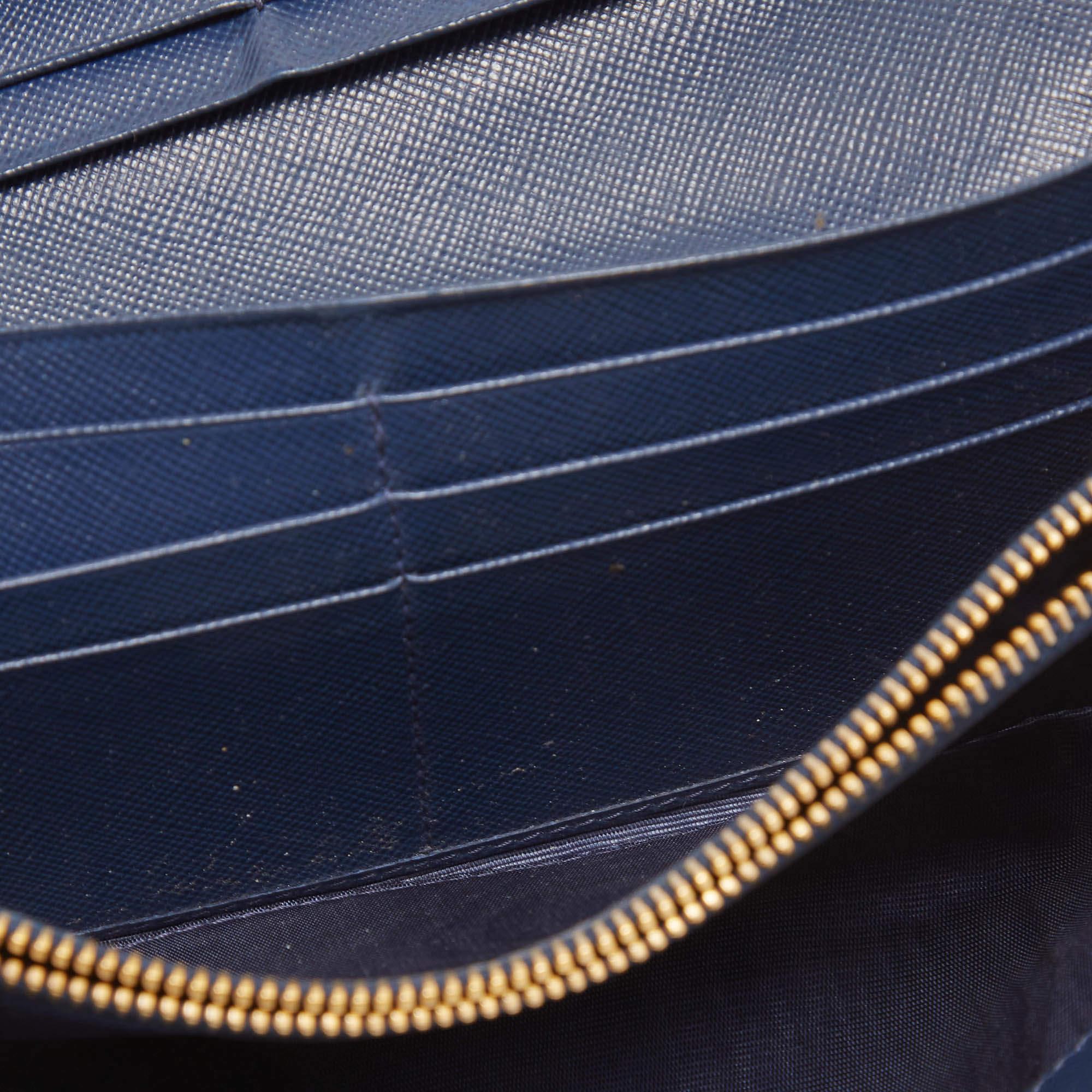 Prada Blue Saffiano Leather Continental Wallet 3