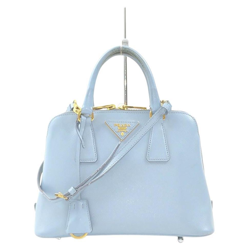 Prada Blue Saffiano Lux Leather Mini Promenade Crossbody Bag at 1stDibs