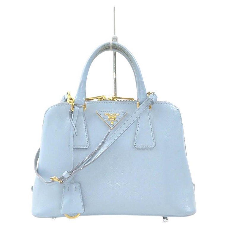 Prada Blue Saffiano Leather Dome Bowler 2way Bag 862918 For Sale at 1stDibs