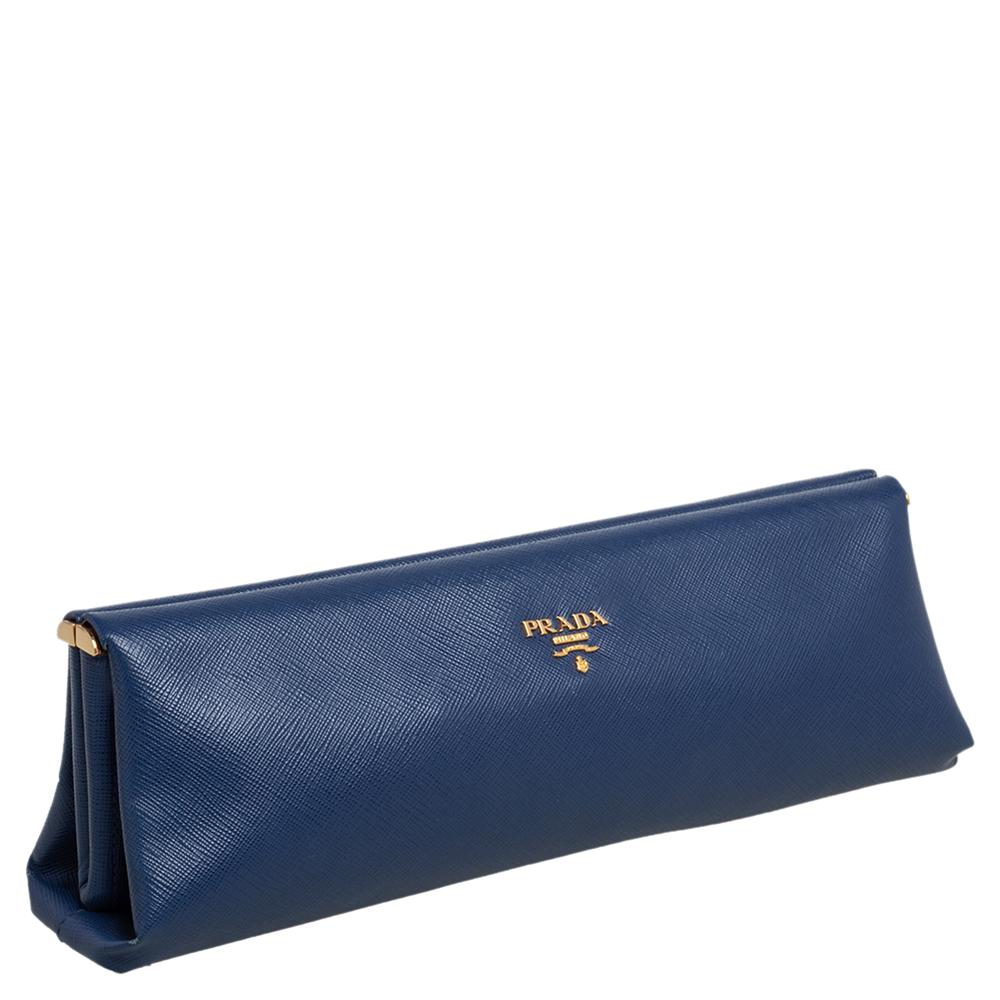 blue prada clutch