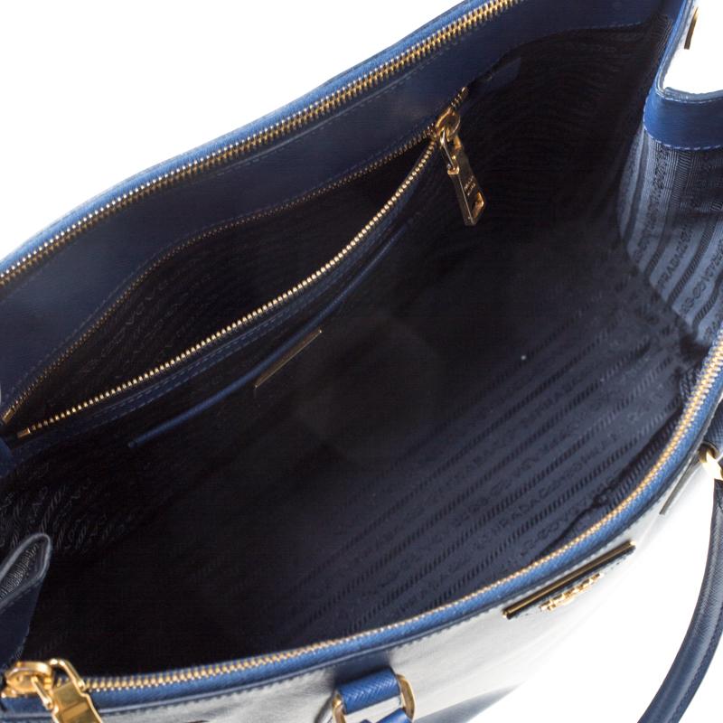 Prada Blue Saffiano Leather Executive Double Zip Tote 6