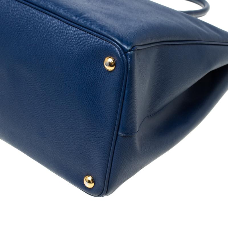 Prada Blue Saffiano Leather Executive Double Zip Tote 2