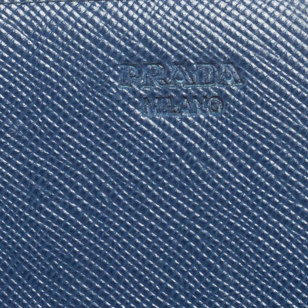 Prada Blue Saffiano Leather Flap Continental Wallet 3