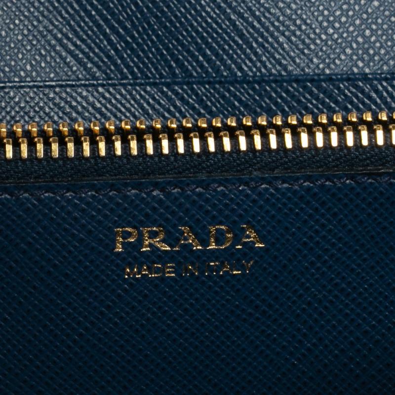 Prada Blue Saffiano Leather Flap Continental Wallet 1