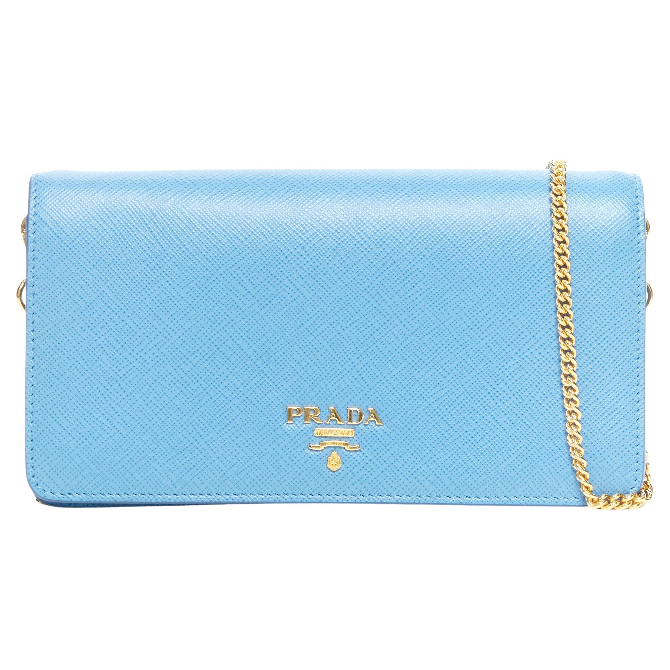 Prada Saffiano Metal Leather Wallet on Chain Crossbody Bag