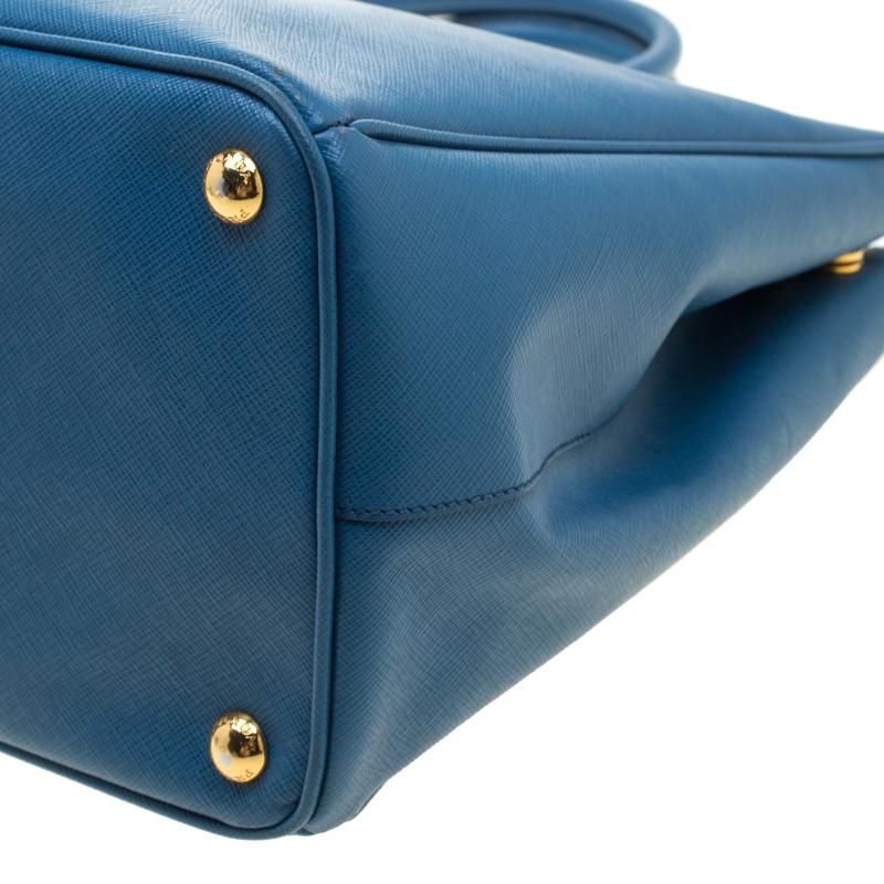 Prada Blue Saffiano Leather Large Double Zip Tote 6
