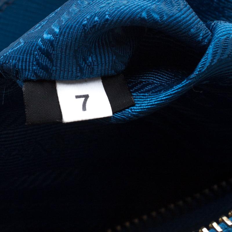Prada Blue Saffiano Leather Large Double Zip Tote 2
