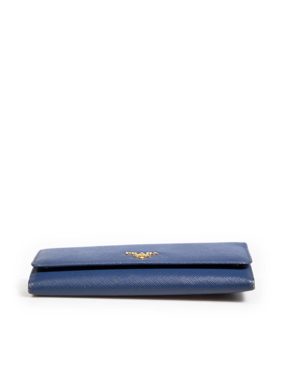 Women's Prada Blue Saffiano Leather Long Wallet