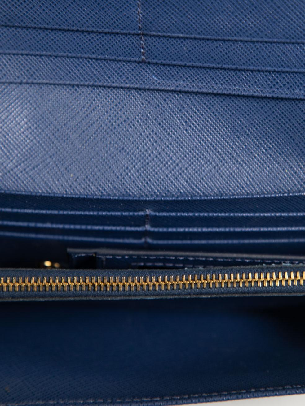 Prada Blue Saffiano Leather Long Wallet 2