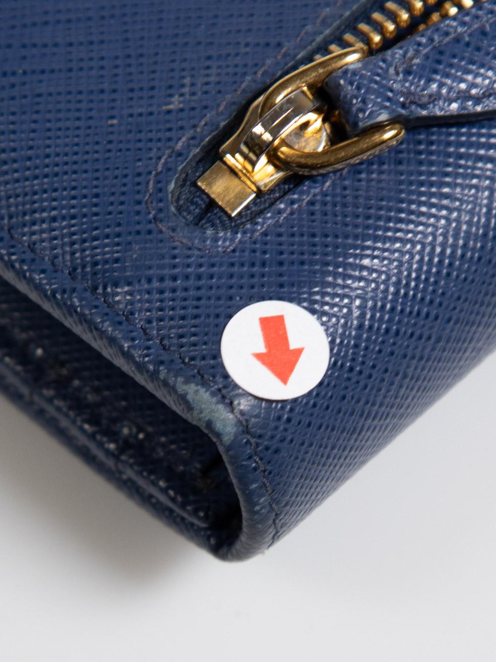 Prada Blue Saffiano Leather Long Wallet 3