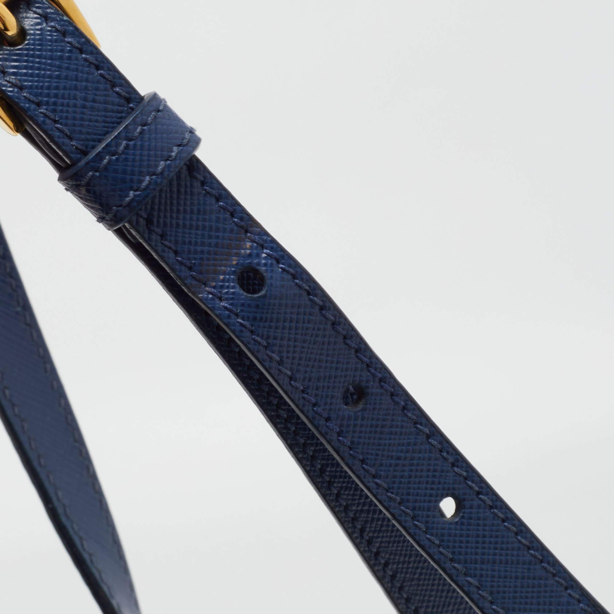 Prada Blue Saffiano Leather Medium Gardener's Tote 8