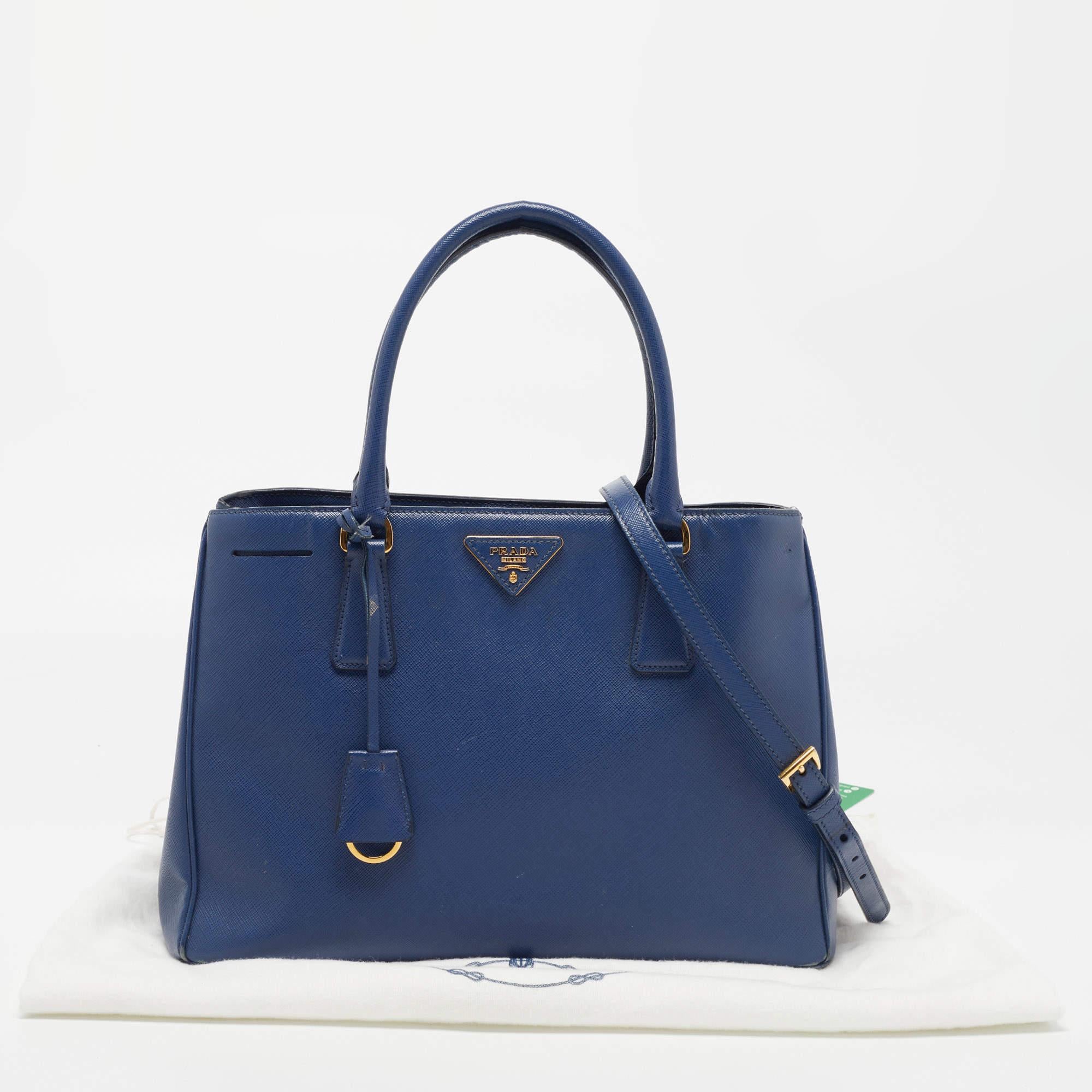 Prada Blue Saffiano Leather Medium Gardener's Tote 9