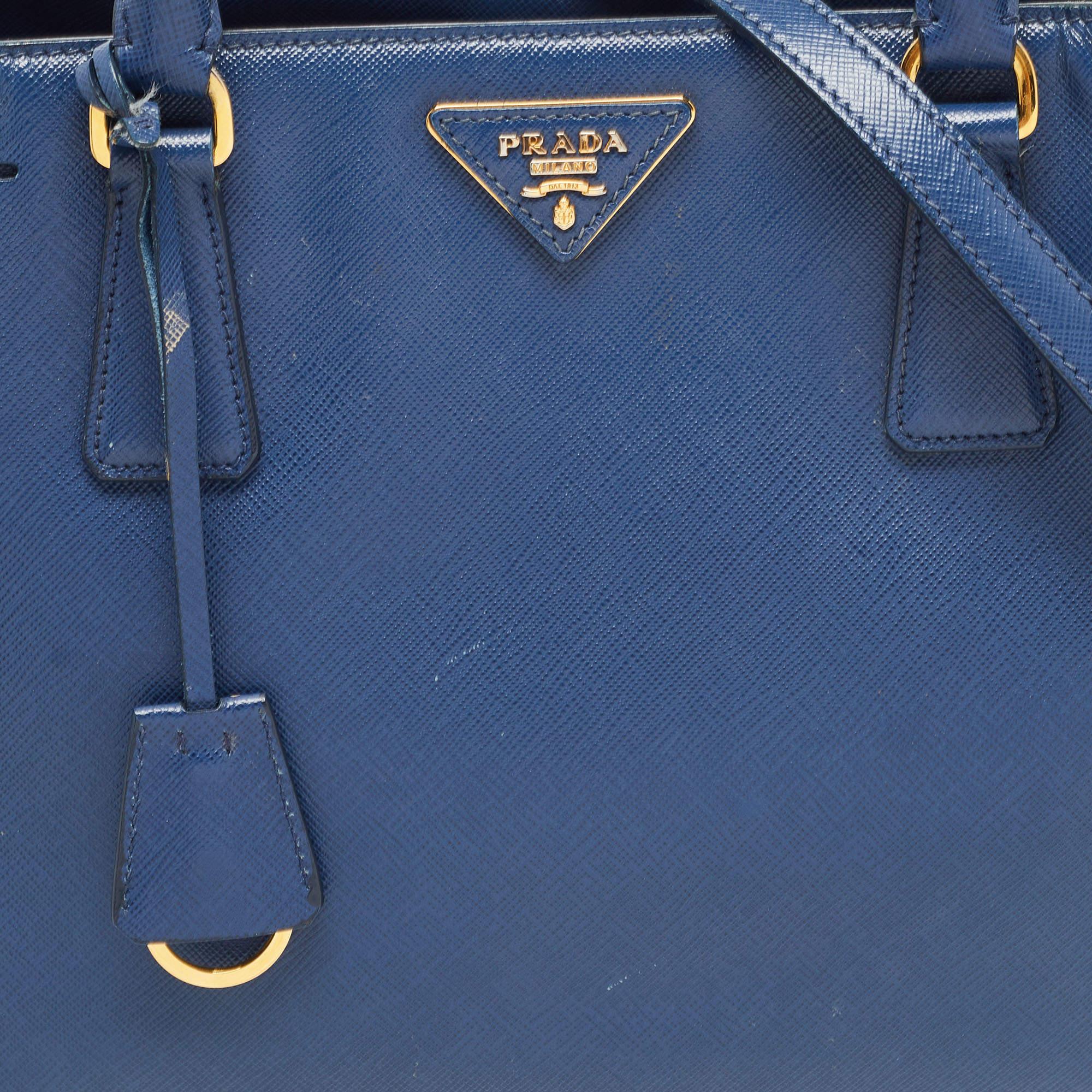 Prada Blue Saffiano Leather Medium Gardener's Tote 11