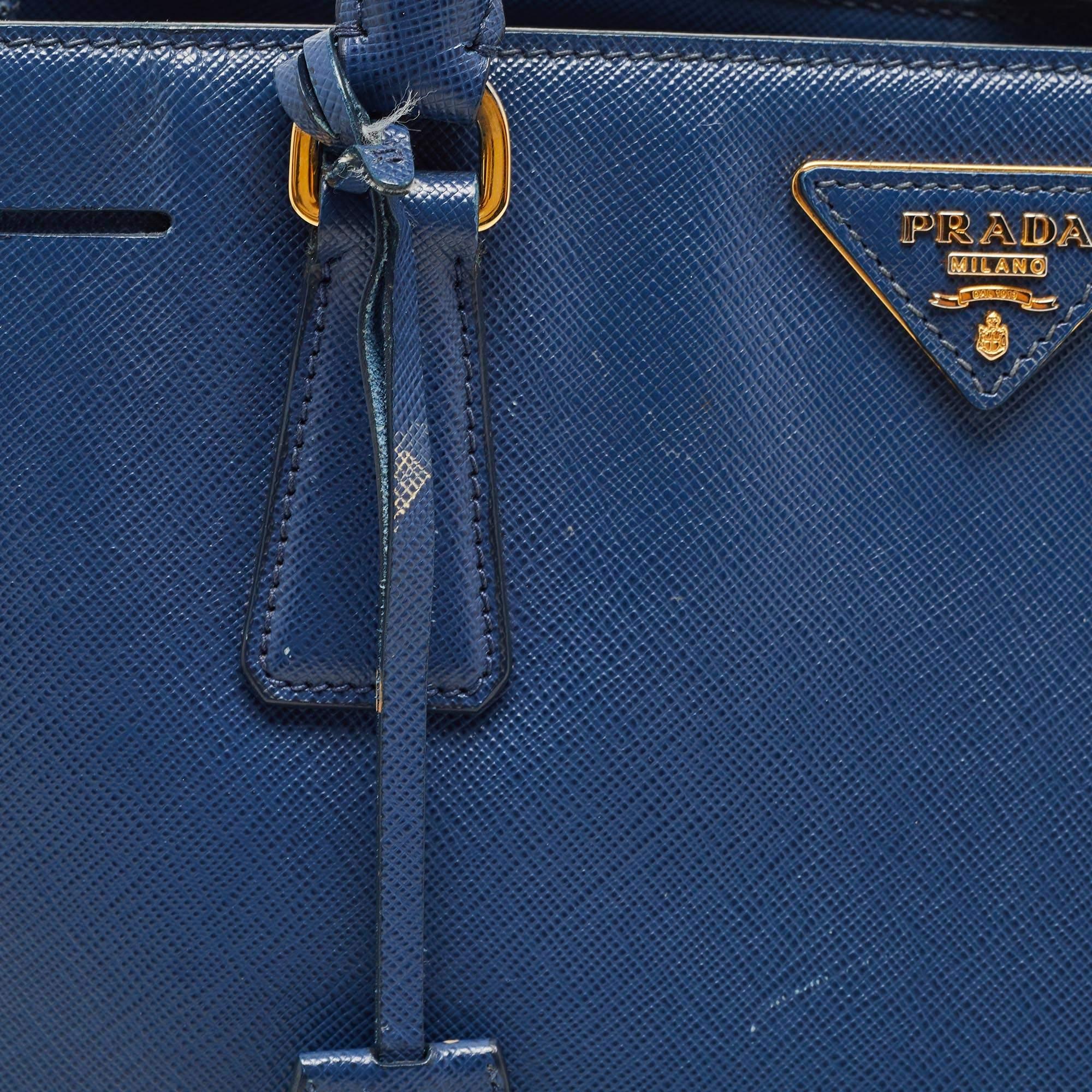 Prada Blue Saffiano Leather Medium Gardener's Tote 12