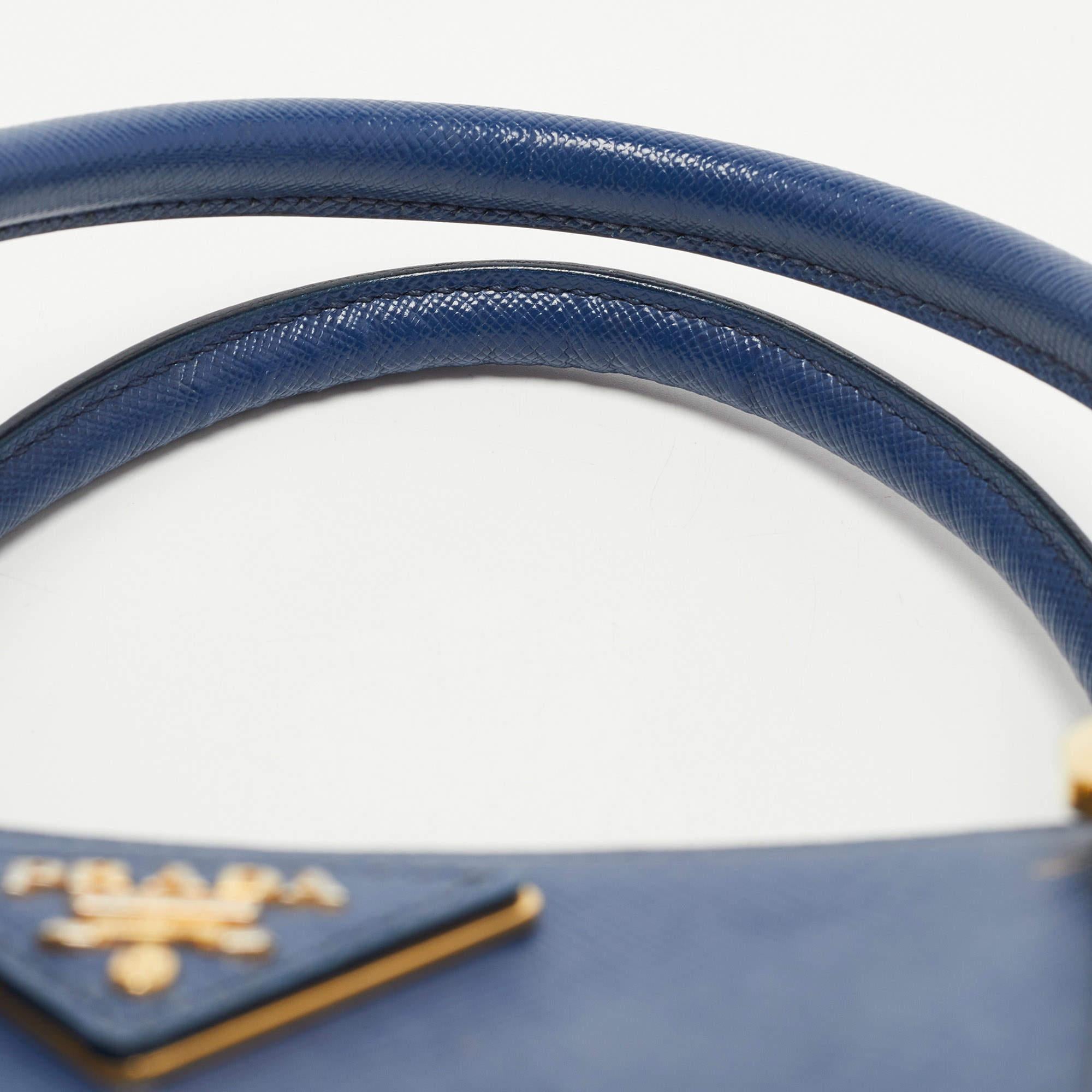 Prada Blue Saffiano Leather Medium Gardener's Tote 13