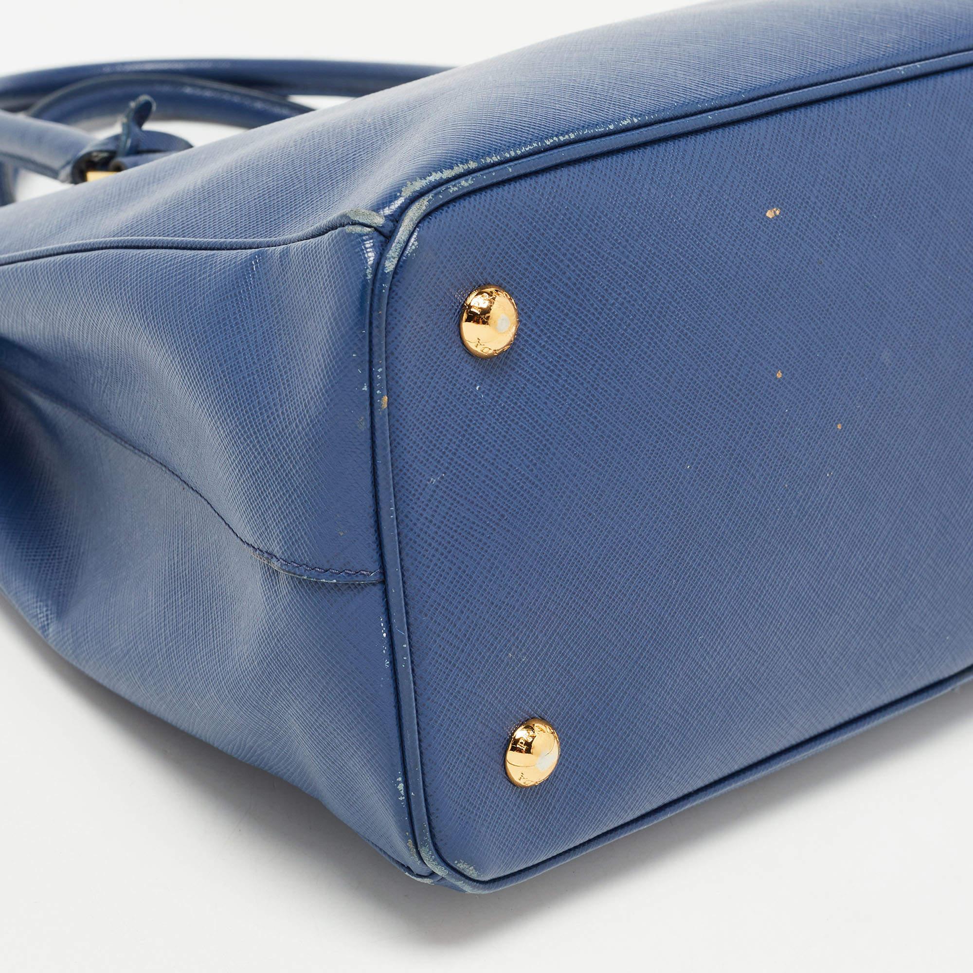 Prada Blue Saffiano Leather Medium Gardener's Tote 15