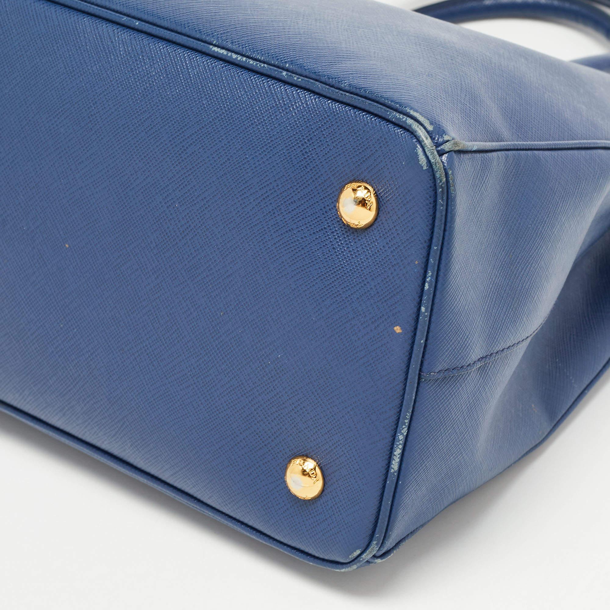 Prada Blue Saffiano Leather Medium Gardener's Tote 16